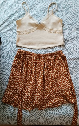 Conjunto Top y Falda pantalon Estampada