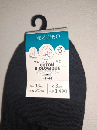 3 Pares Calcetines INEXTENSO Talla 43/46 Negros
