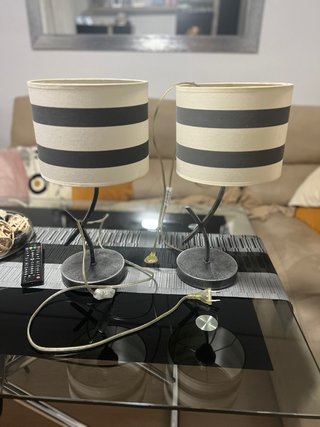 2 Lámparas Mesita Noche Rayas