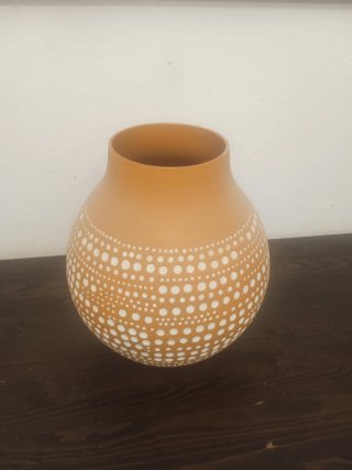 Jarrón Terracota Ikea Diseño Puntos Blanco