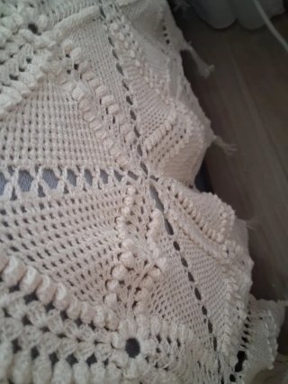 Colcha ganchillo vintage cama 90