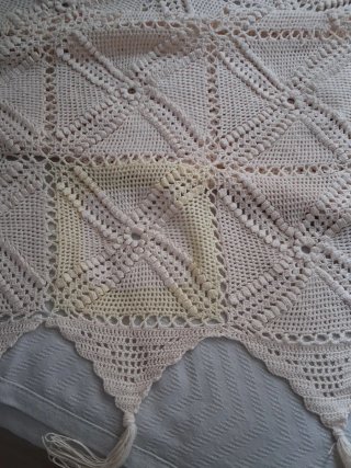 Colcha ganchillo vintage cama 90