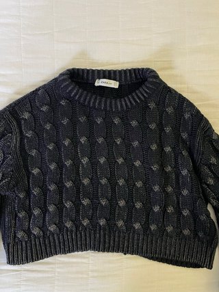 Jersey Zara Knit trenzado negro talla M