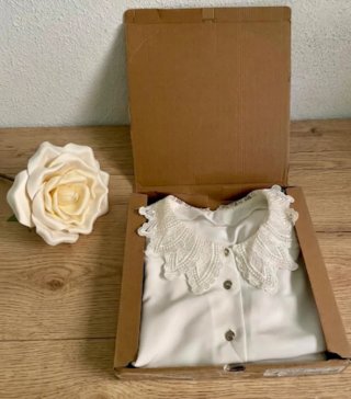 Blusa Coquette Blanca con Encaje y Manga Joya