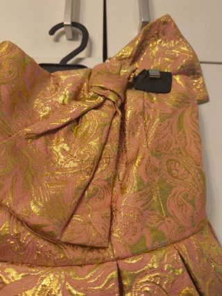 Vestido fiesta dorado y rosa