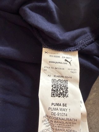 Camiseta Puma Azul Marino Logo Blanco Talla S
