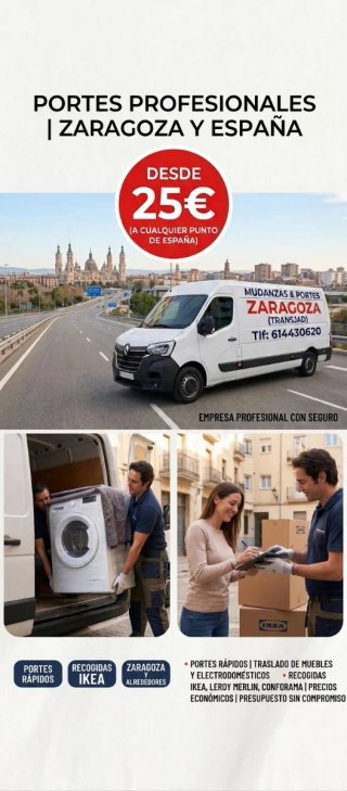 Portes profesionales Zaragoza y envíos a toda Espa