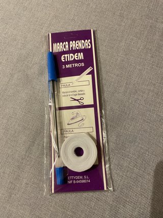 Marcador de Ropa ETIDEM 3 Metros cinta + bolígrafo