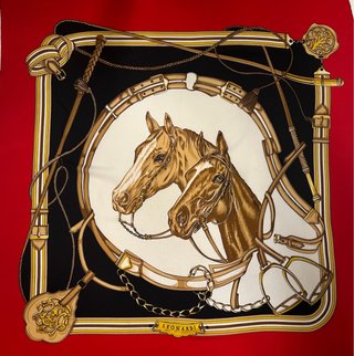 Pañuelo Leonardi  Caballos Rojo Dorado