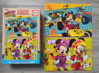 2 Puzzles 50 piezas Madera Mickey y Minnie