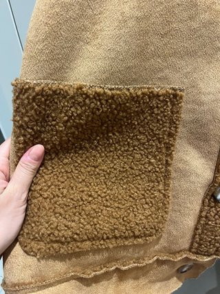Chaqueta efecto ante y borreguito camel, M