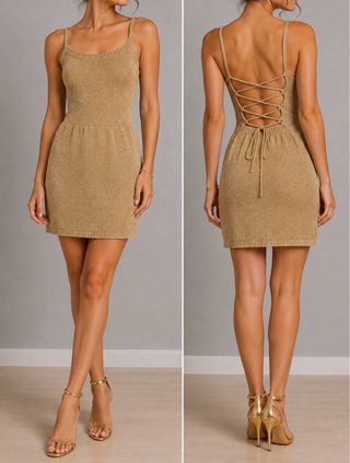 Vestido dorado de punto talla única