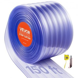 Cortina de tiras de PVC transparente, 45.7 m de lo