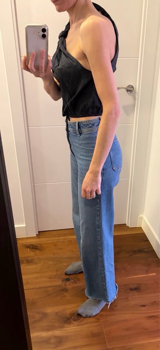 Top asimétrico nudo negro talla S