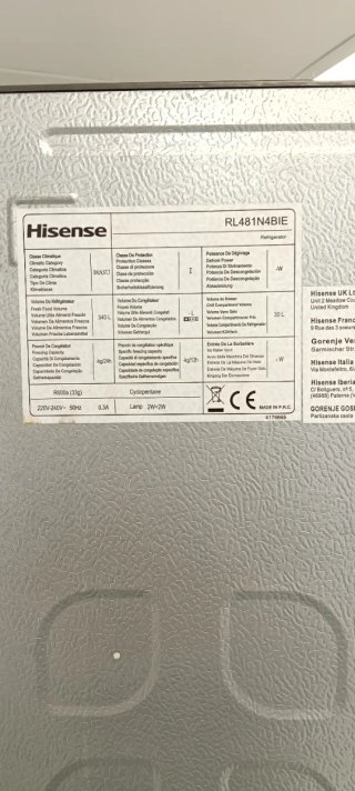 NEVERA DE UNA PUERTA HISENSE NO FROST ENERGÍA A+