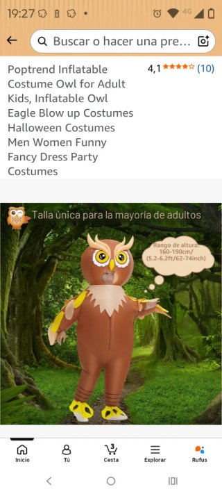 Disfraz inflable de búho Poptrend