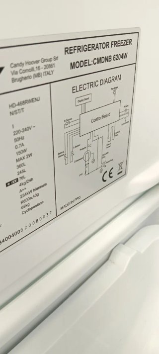 NEVERA COMBI CANDY NO FROST ENERGÍA A+
