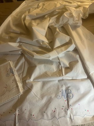 2 Sábanas antiguas Algodón Bordadas Iniciales MB