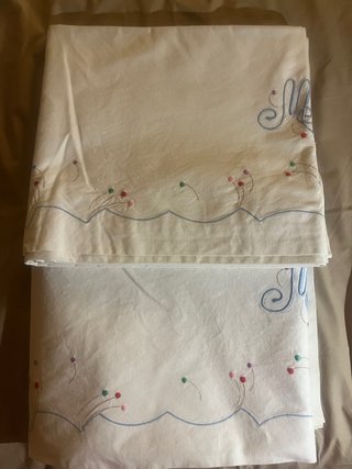 2 Sábanas antiguas Algodón Bordadas Iniciales MB