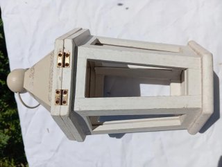 Farol portavelas madera blanco vintage rústico