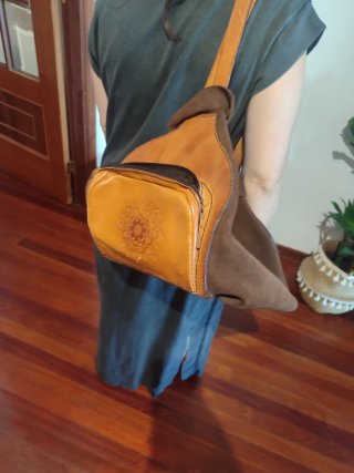 Bolso Mochila Cuero Marrón