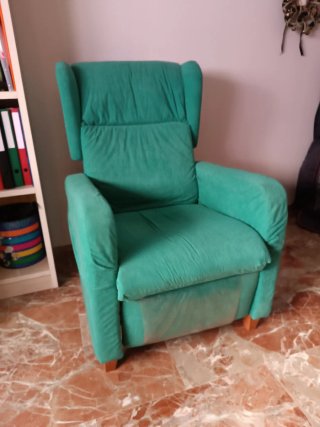 Sillón relax verde tela