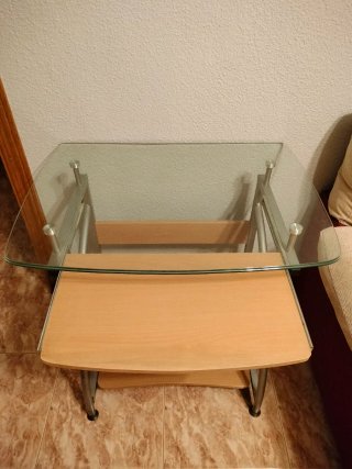SE REGALA Mesa escritorio cristal y madera