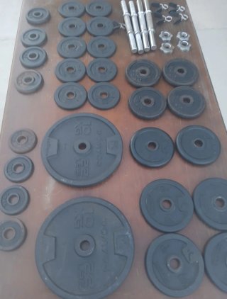 Lote Pesas Musculación Mancuernas Discos