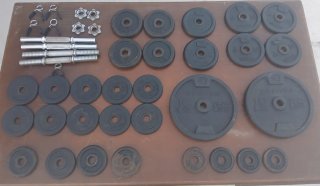 Lote Pesas Musculación Mancuernas Discos
