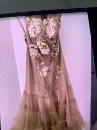 Vestido de fiesta beige y dorado