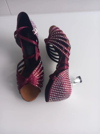 Zapatos Baile Latino Rojo y Plateado