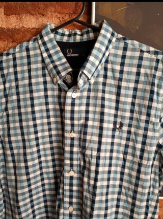 Camisa Fred Perry cuadros azul y blanco