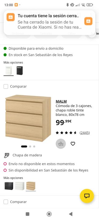 Cómoda de madera con 3 cajones