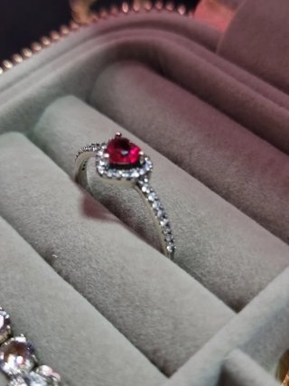 Anillo Pandora Corazón Rojo Talla 60