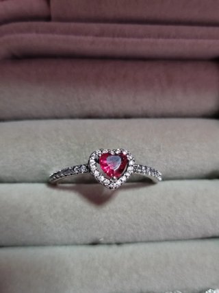 Anillo Pandora Corazón Rojo Talla 60