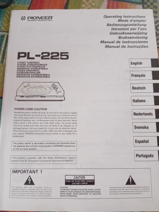 Giradiscos stereo Pioneer PL-225