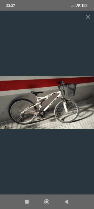Bicicleta de montaña blanca con cesta
