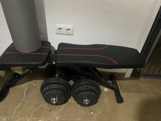 Banco de pesas inclinable y 2 mancuernas 20kg