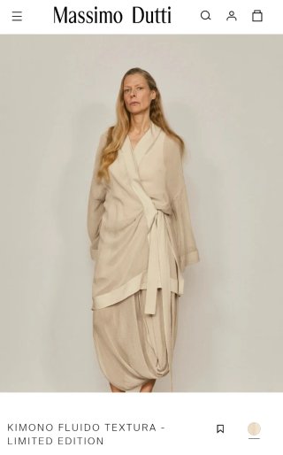 Massimo Dutti Kimono Fluido XS-S Beige