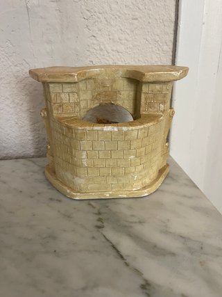 Portavelas Diseño Chimenea Clásica Dorado