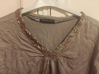 Blusa mujer lentejuelas doradas y grises