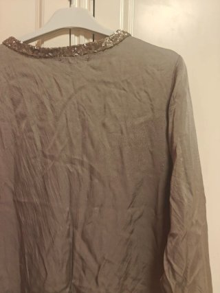Blusa mujer lentejuelas doradas y grises