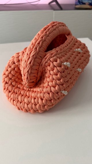 Borsa uncinetto rosa perla