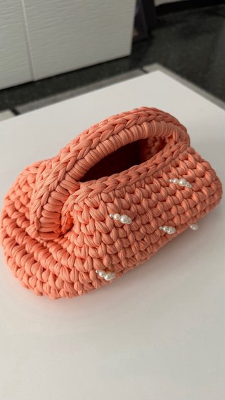 Borsa uncinetto rosa perla