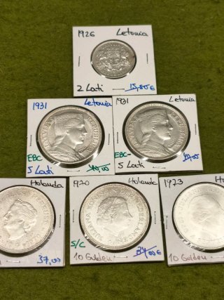 Monedas Plata Letonia 1931 de 5 y 2 Lati EBC