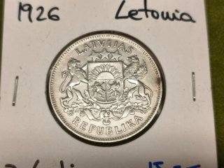 Monedas Plata Letonia 1931 de 5 y 2 Lati EBC