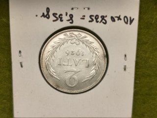 Monedas Plata Letonia 1931 de 5 y 2 Lati EBC