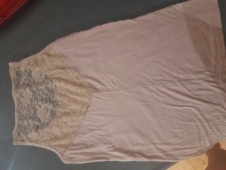 Camiseta encaje elástico suave beige