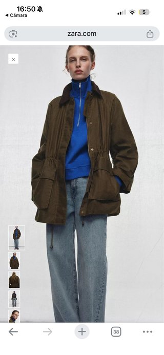 Abrigo Zara Verde Militar Talla Única