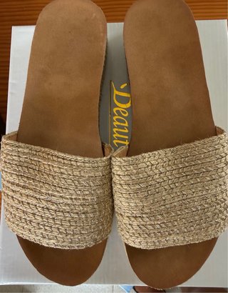 Sandalias Esparto Beige y Dorado